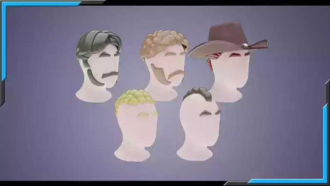 Base Stylized Haircuts 56-60 Low-poly 3D model