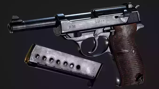 ww2 German P38 Low-poly 3D model