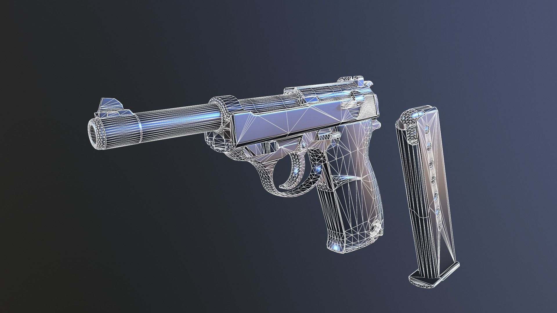 ww2 German P38 Low-poly 3D model_4