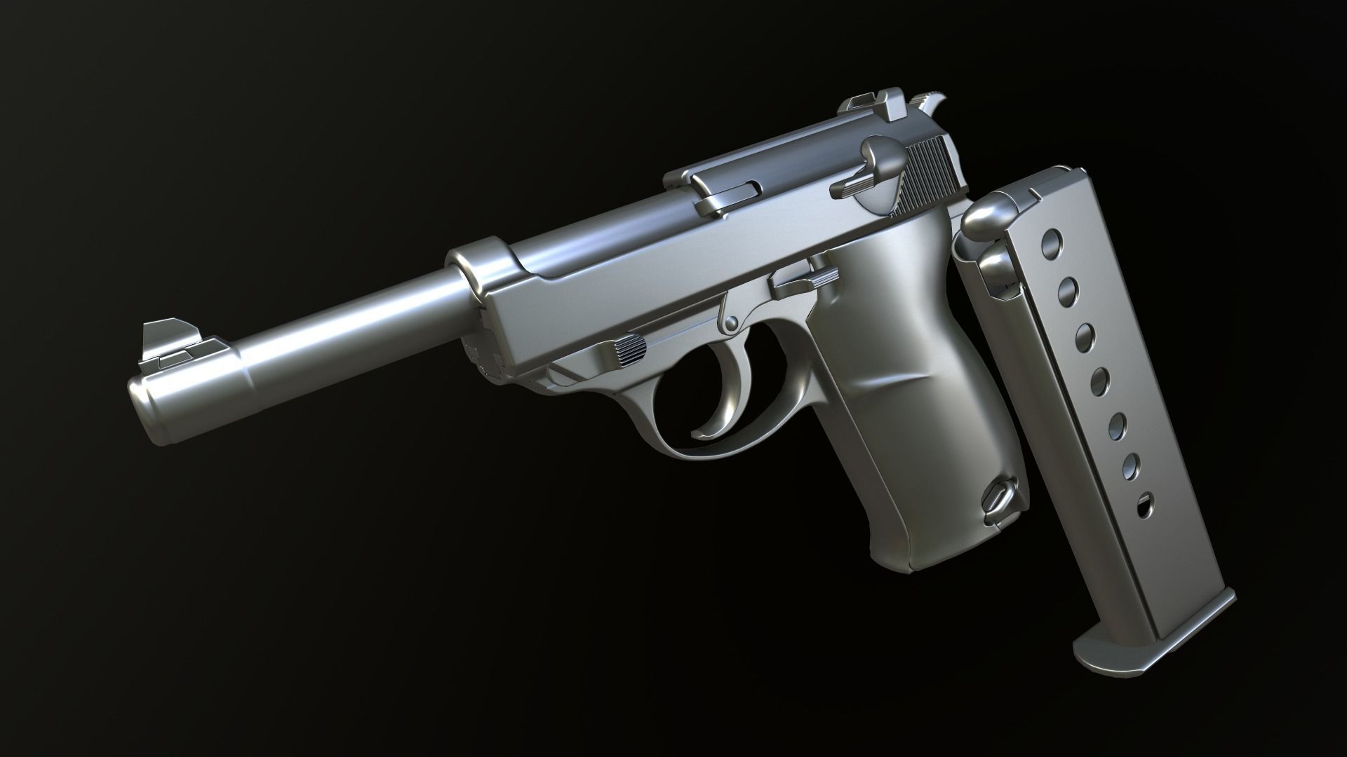 ww2 German P38 Low-poly 3D model_3