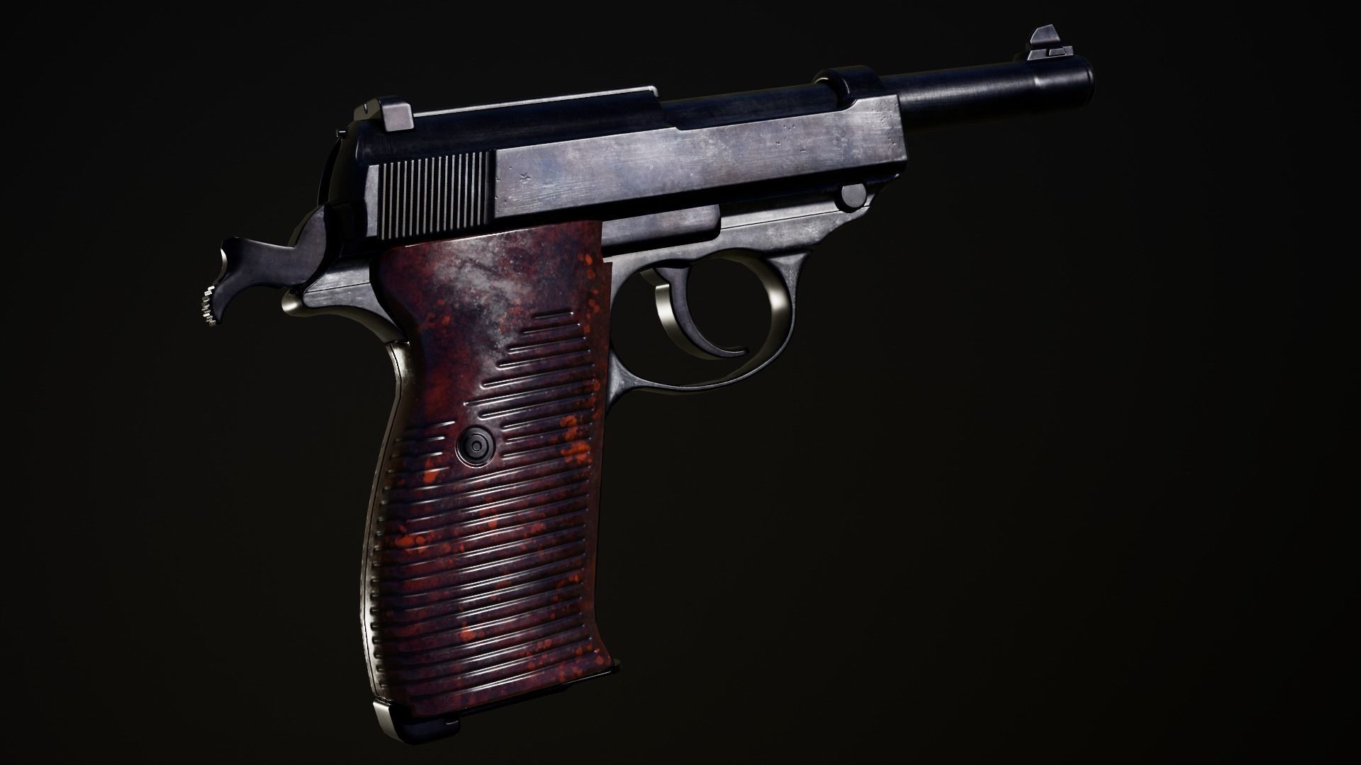 ww2 German P38 Low-poly 3D model_1