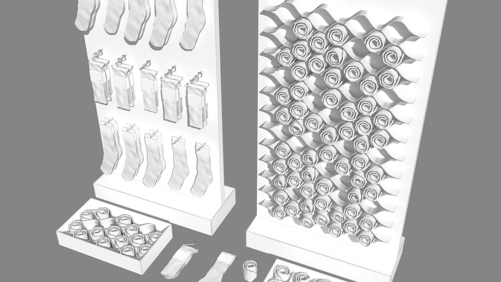 Folded Socks Calcetines Doblados Rack Display 3D model_14