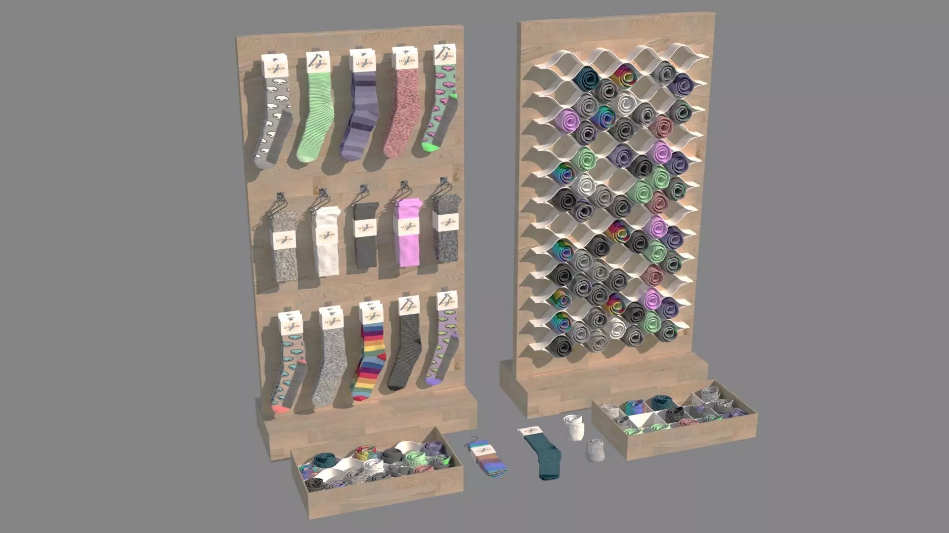 Folded Socks Calcetines Doblados Rack Display 3D model_0