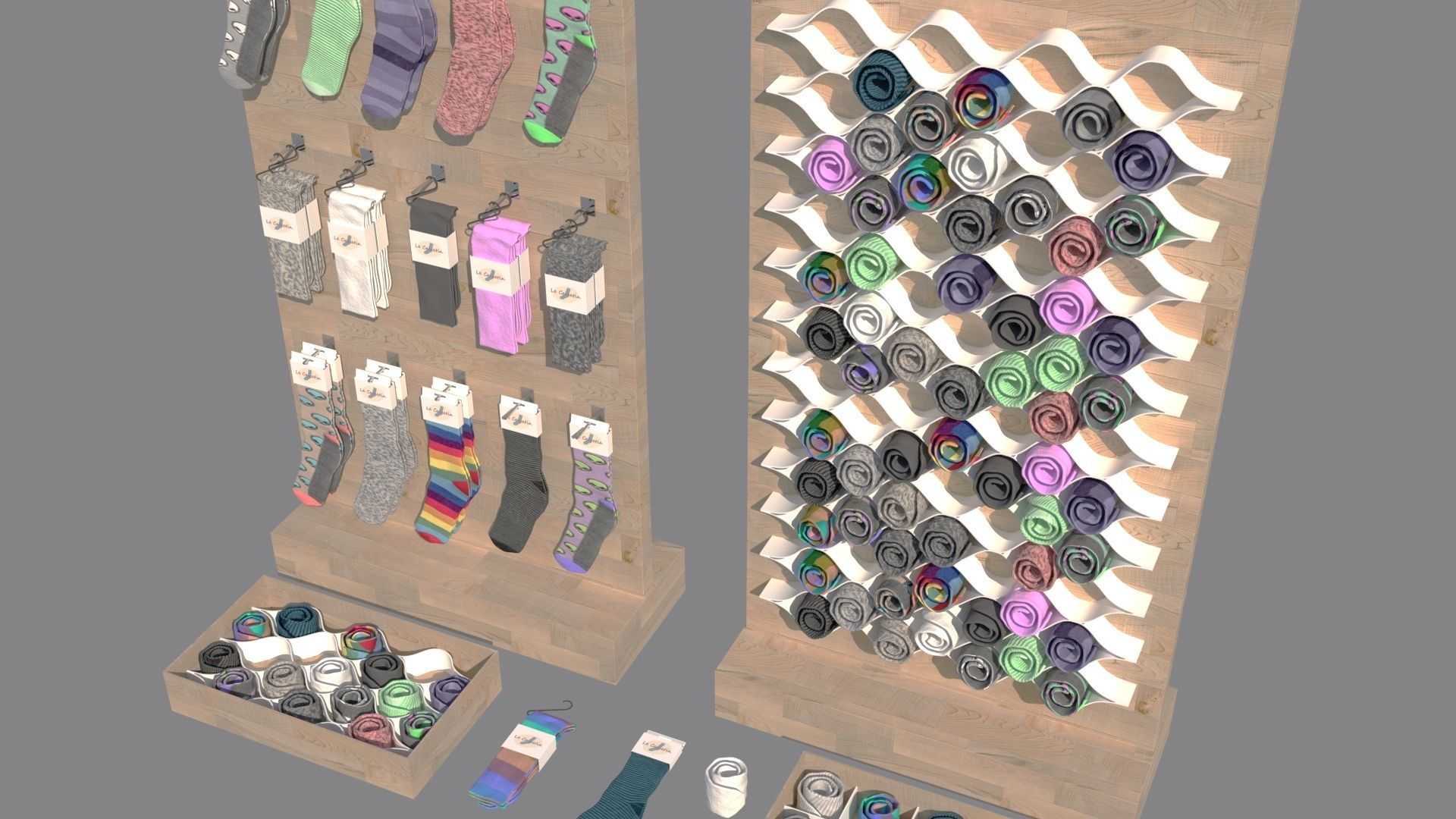 Folded Socks Calcetines Doblados Rack Display 3D model_2