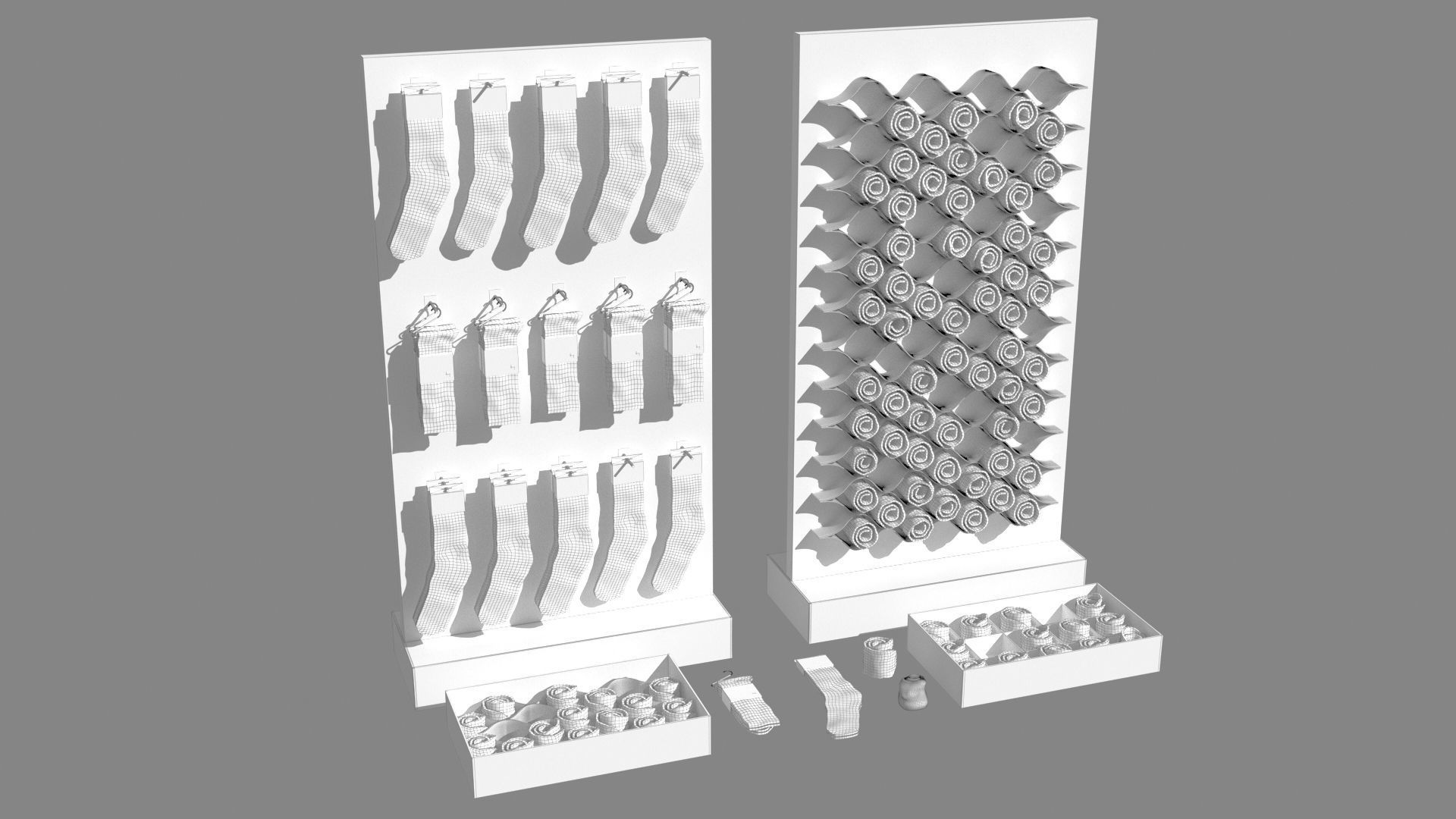 Folded Socks Calcetines Doblados Rack Display 3D model_12