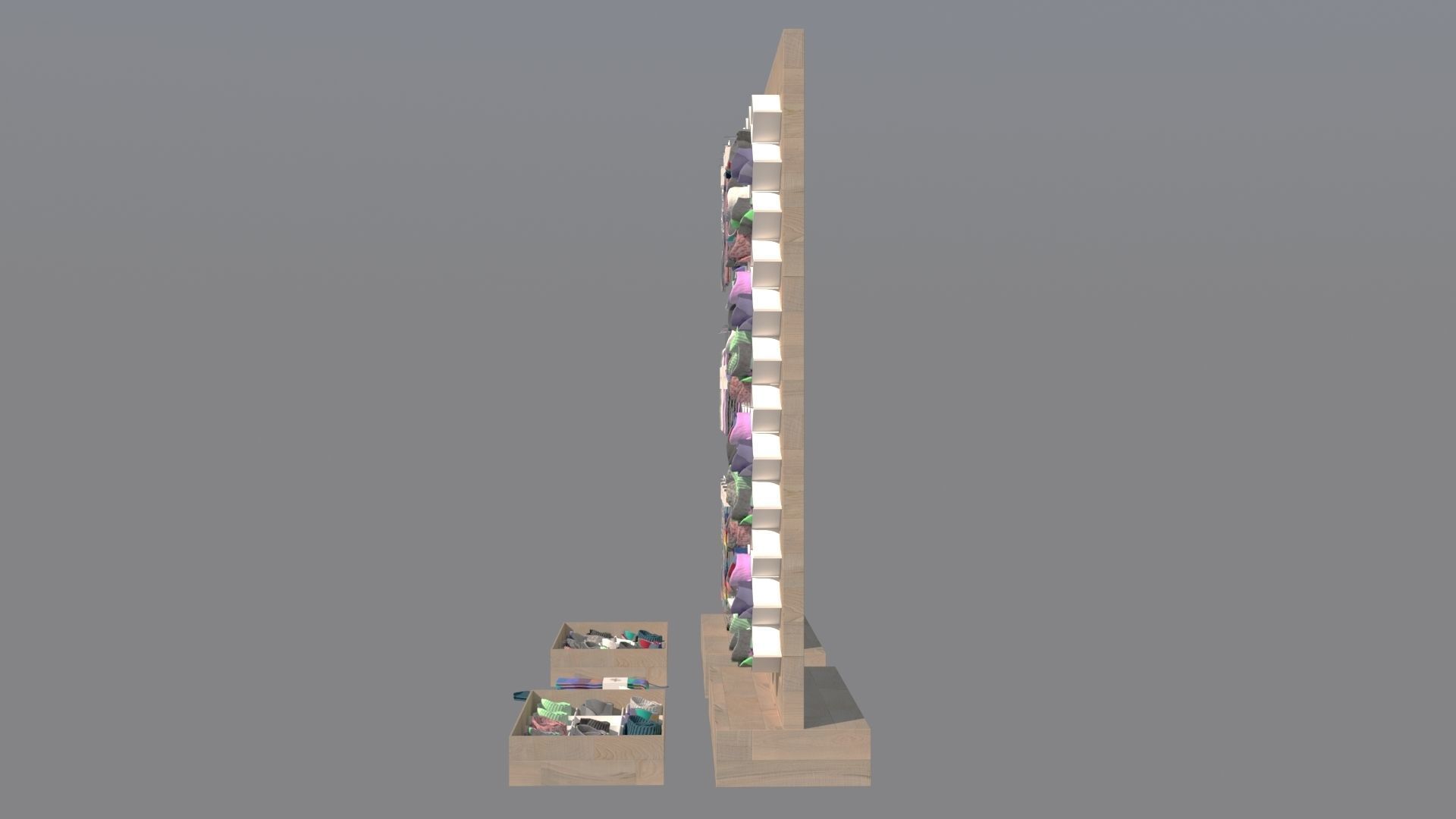 Folded Socks Calcetines Doblados Rack Display 3D model_10