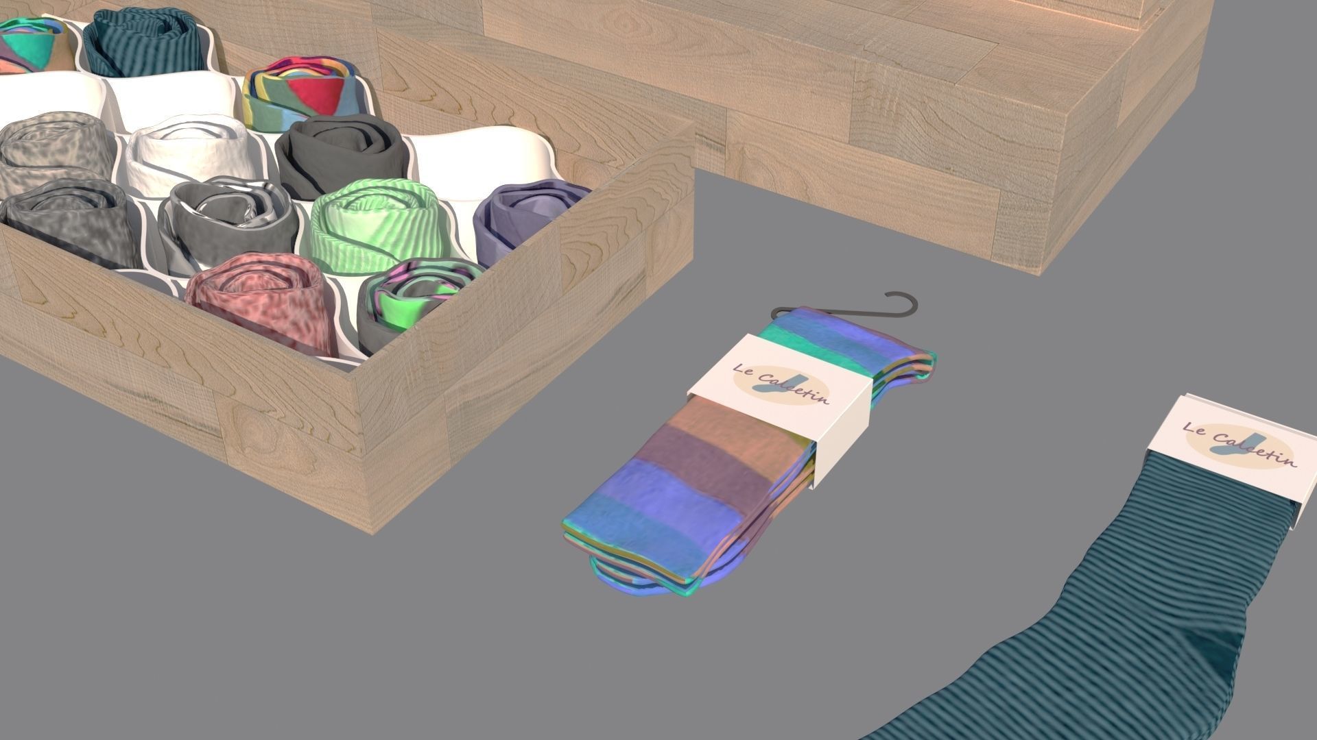 Folded Socks Calcetines Doblados Rack Display 3D model_7