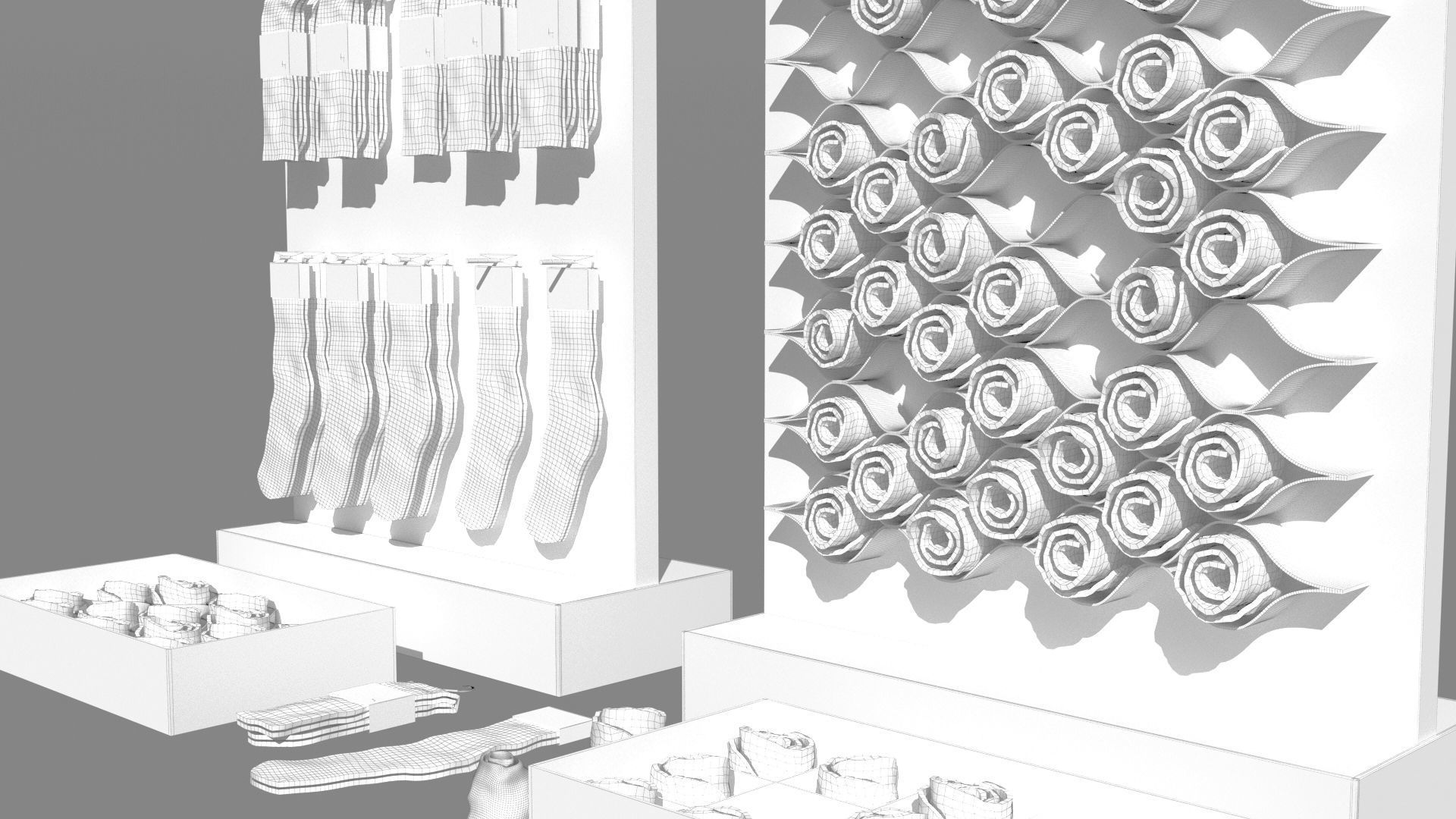 Folded Socks Calcetines Doblados Rack Display 3D model_16