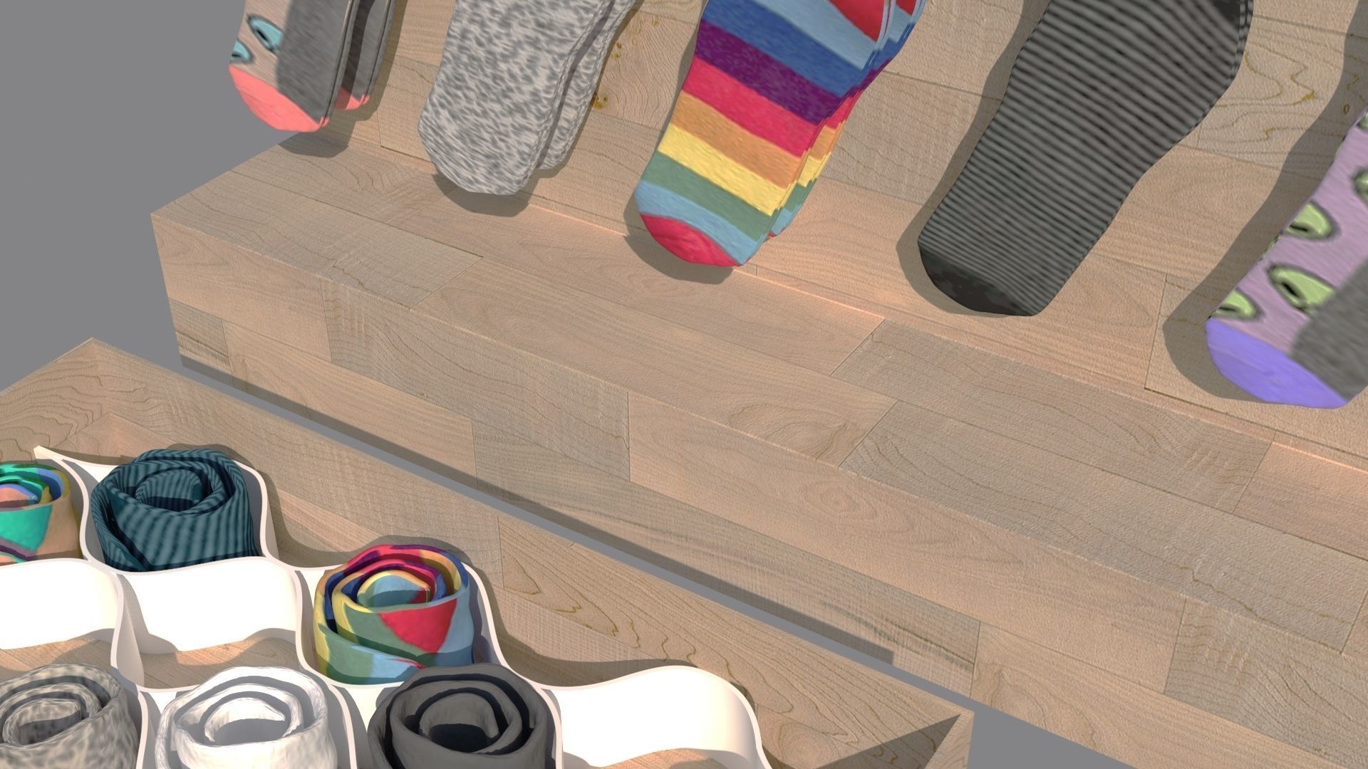 Folded Socks Calcetines Doblados Rack Display 3D model_8