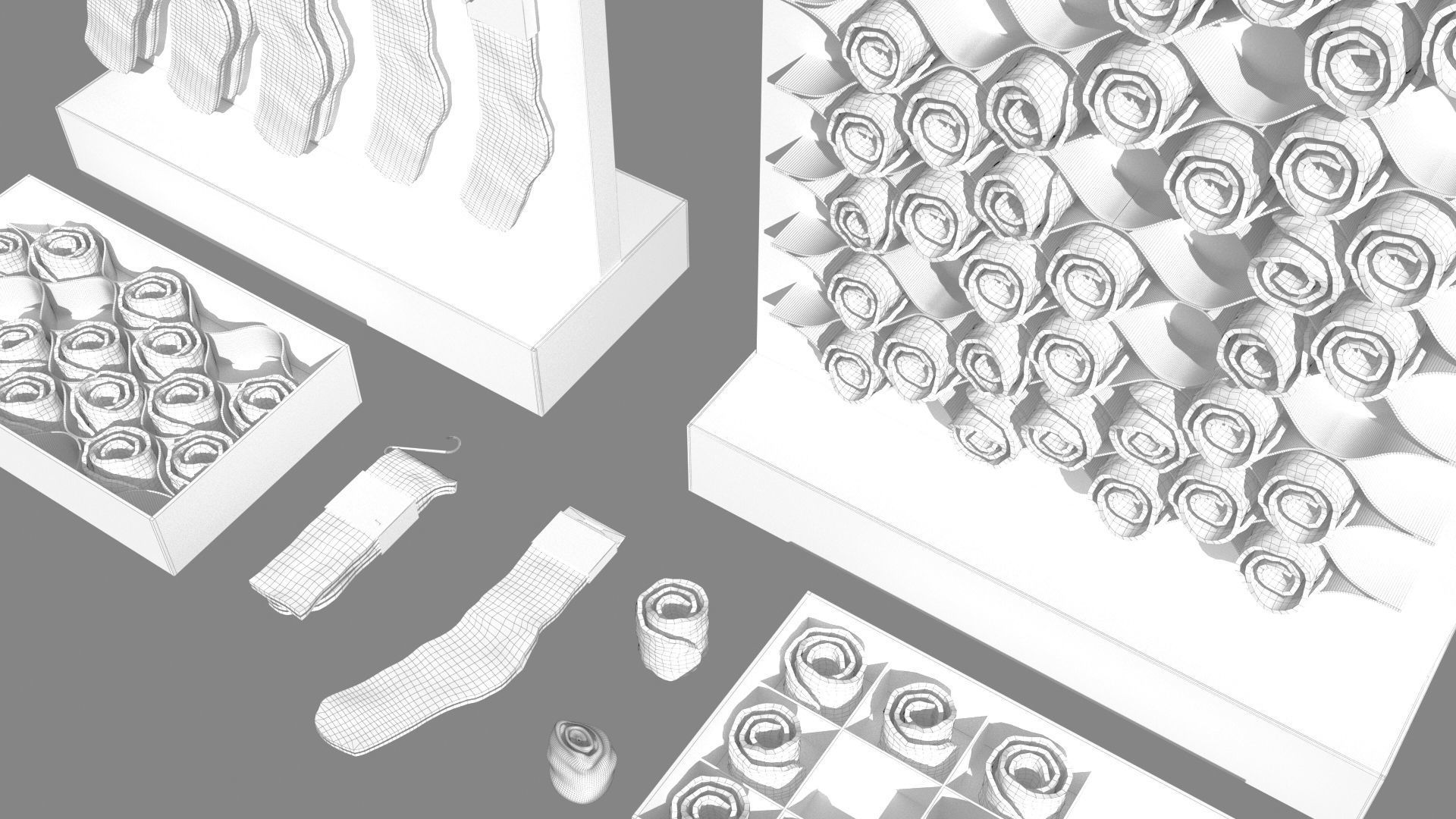 Folded Socks Calcetines Doblados Rack Display 3D model_17