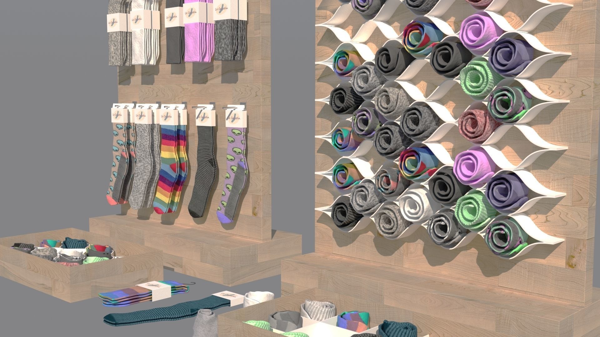 Folded Socks Calcetines Doblados Rack Display 3D model_4