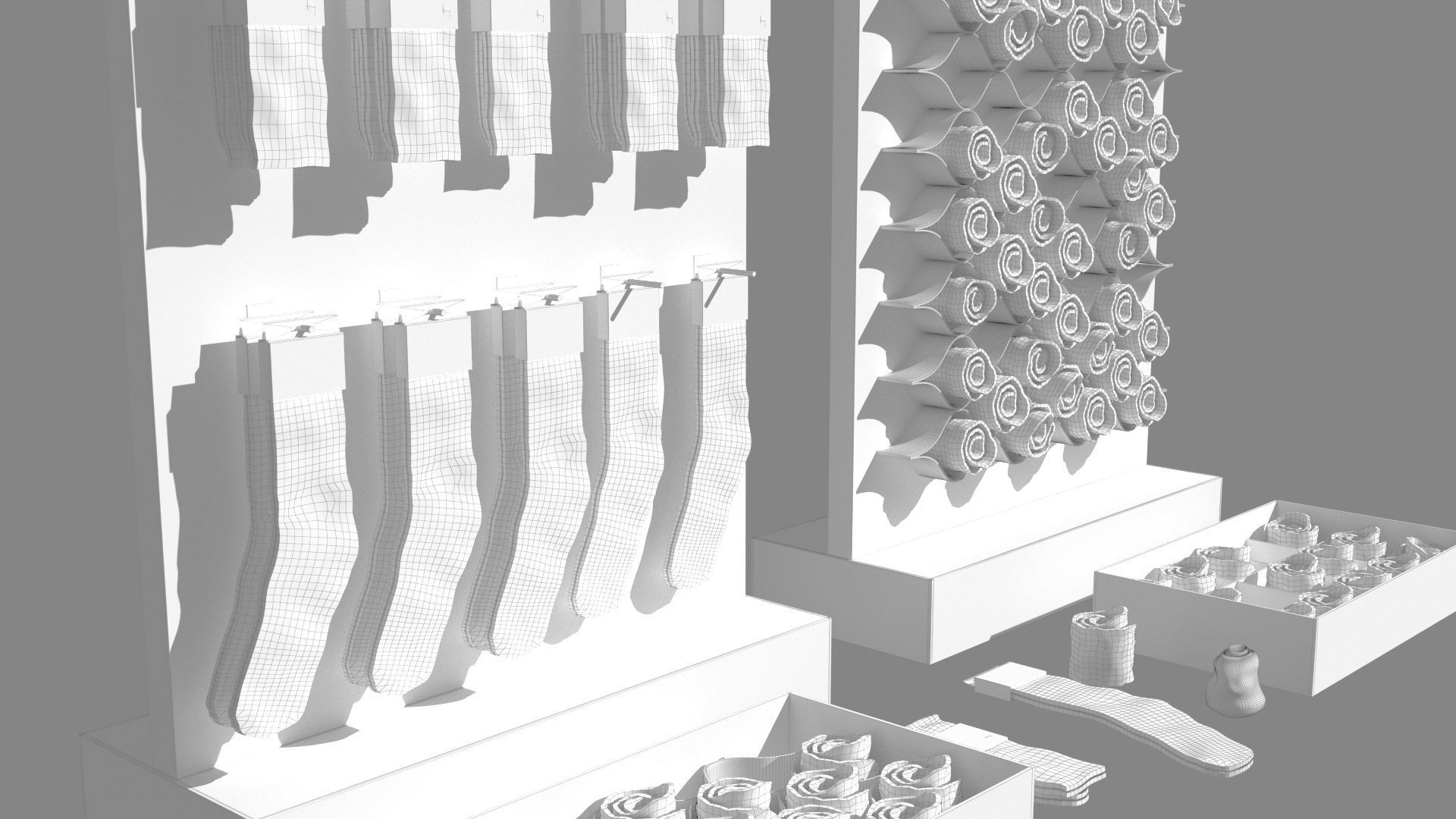 Folded Socks Calcetines Doblados Rack Display 3D model_15