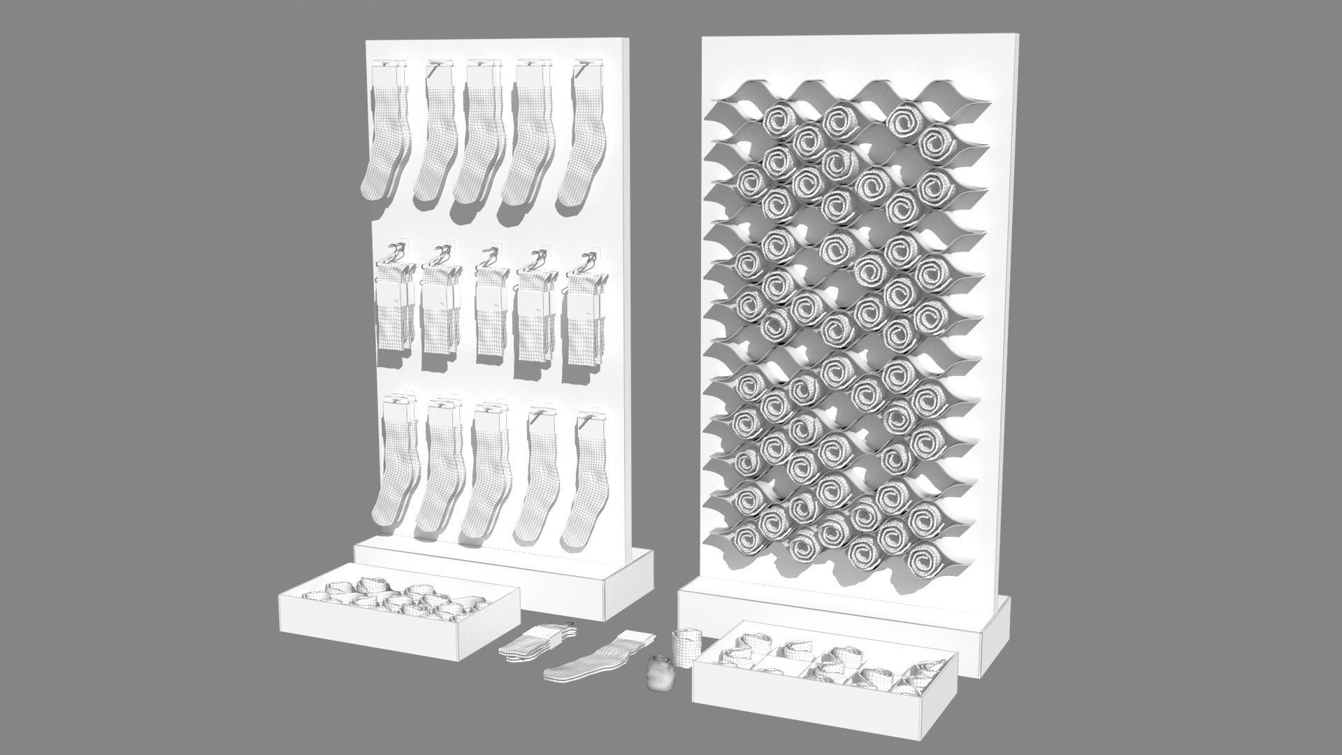 Folded Socks Calcetines Doblados Rack Display 3D model_13