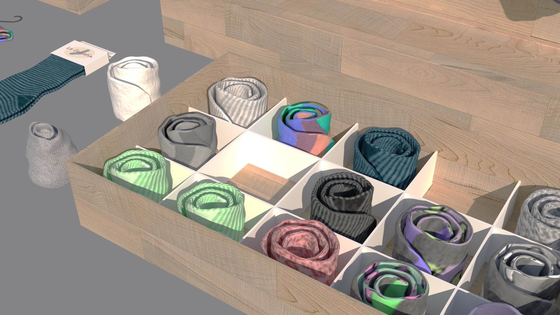 Folded Socks Calcetines Doblados Rack Display 3D model_6
