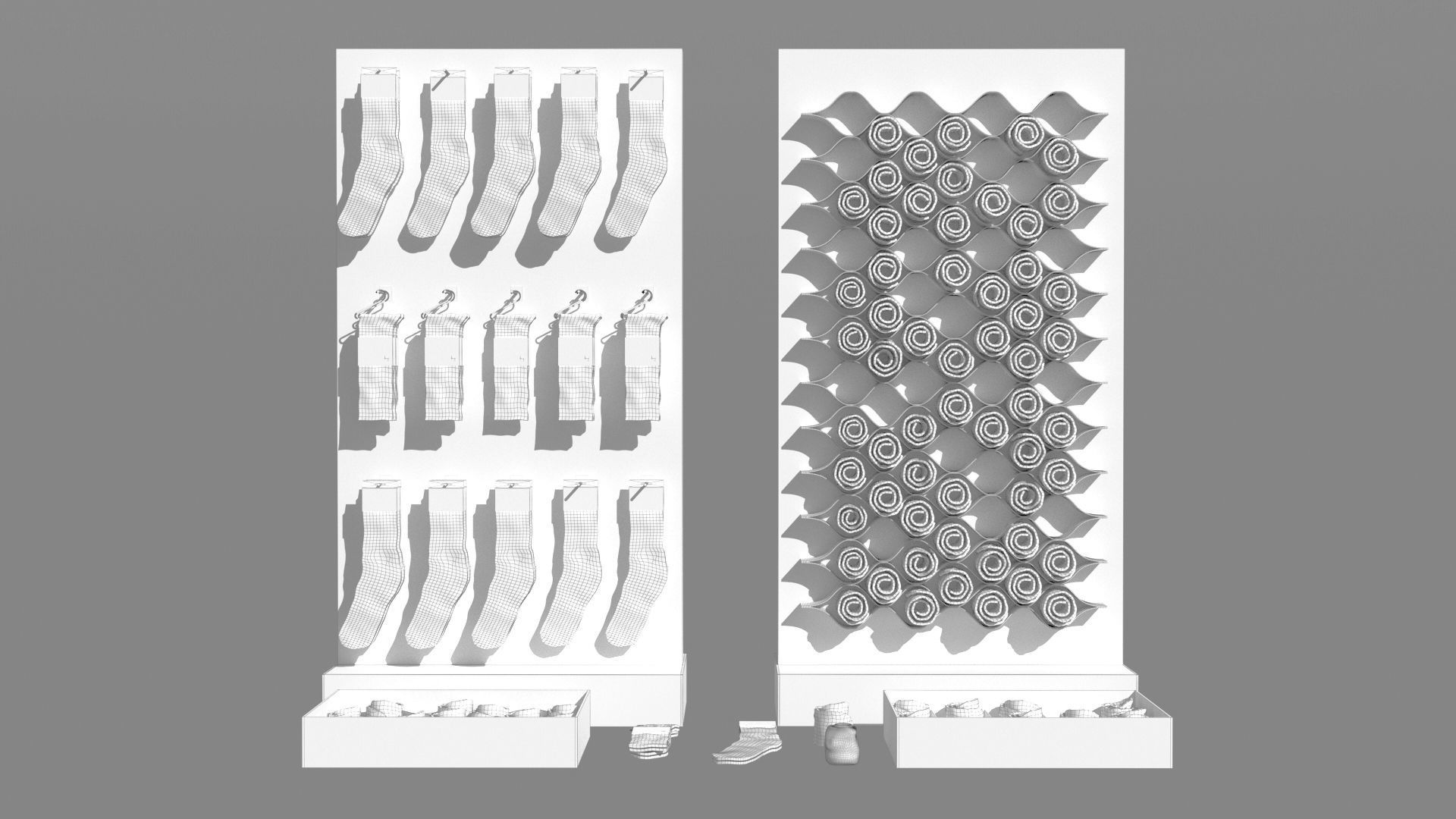 Folded Socks Calcetines Doblados Rack Display 3D model_23