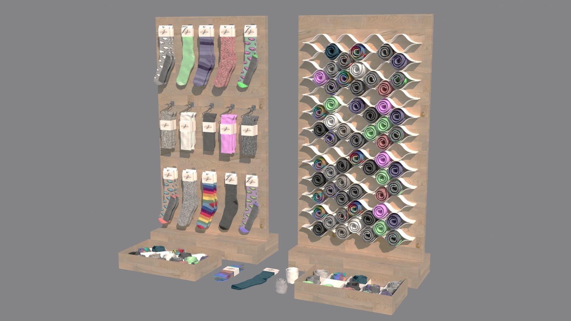 Folded Socks Calcetines Doblados Rack Display 3D model_1
