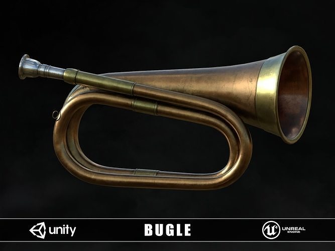 Old British Bugle  Low-poly 3D model