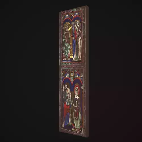 Medieval Manuscript 3 Painting Low-poly 3D model