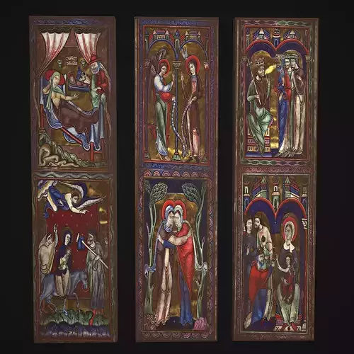 Medieval Manuscript Paintings Three Pack 3D Model Collection