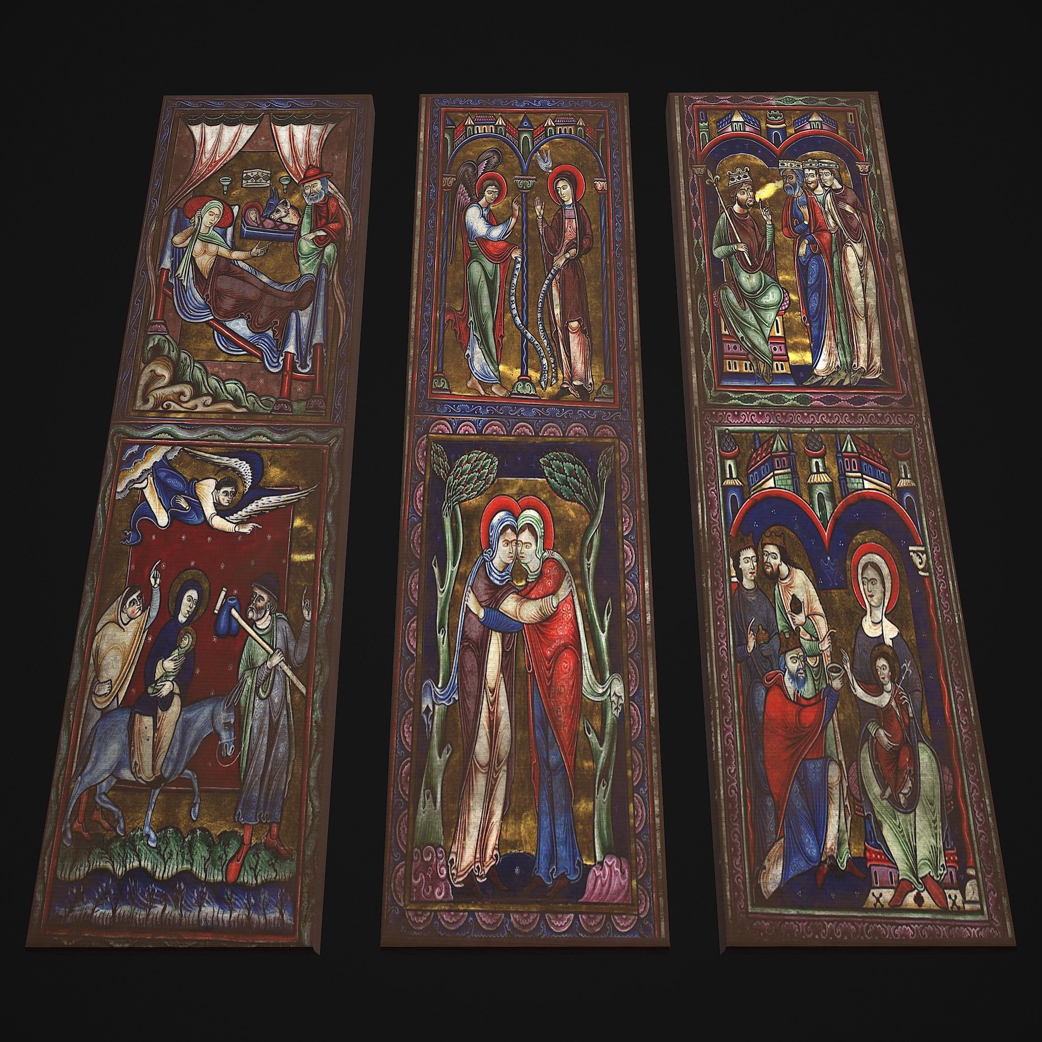 Medieval Manuscript Paintings Three Pack 3D Model Collection_4