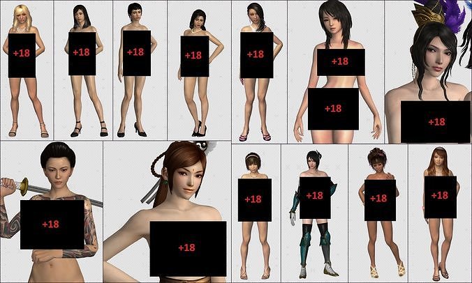 Pack 13 female Character 3D model
