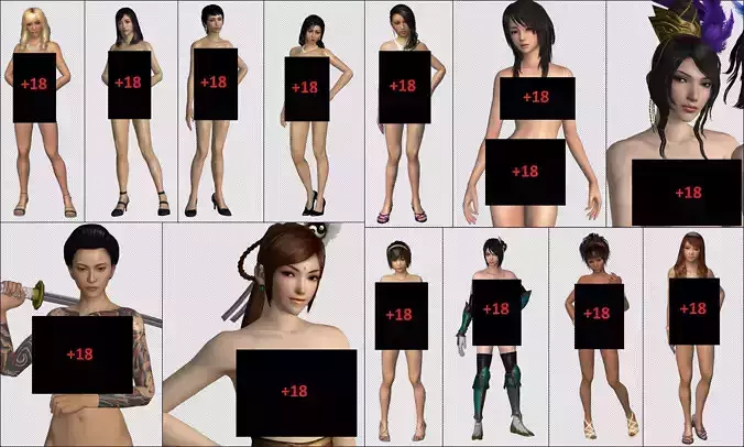 Pack 13 female Character 3D model