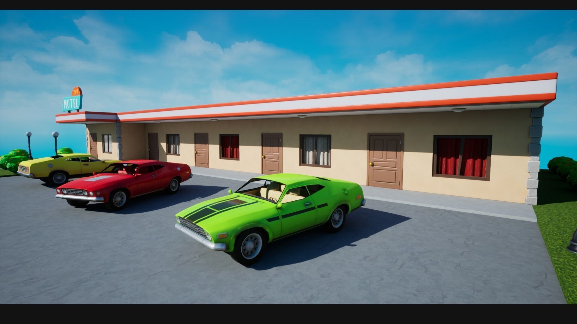 Stylized Motel Low-poly 3D model_2