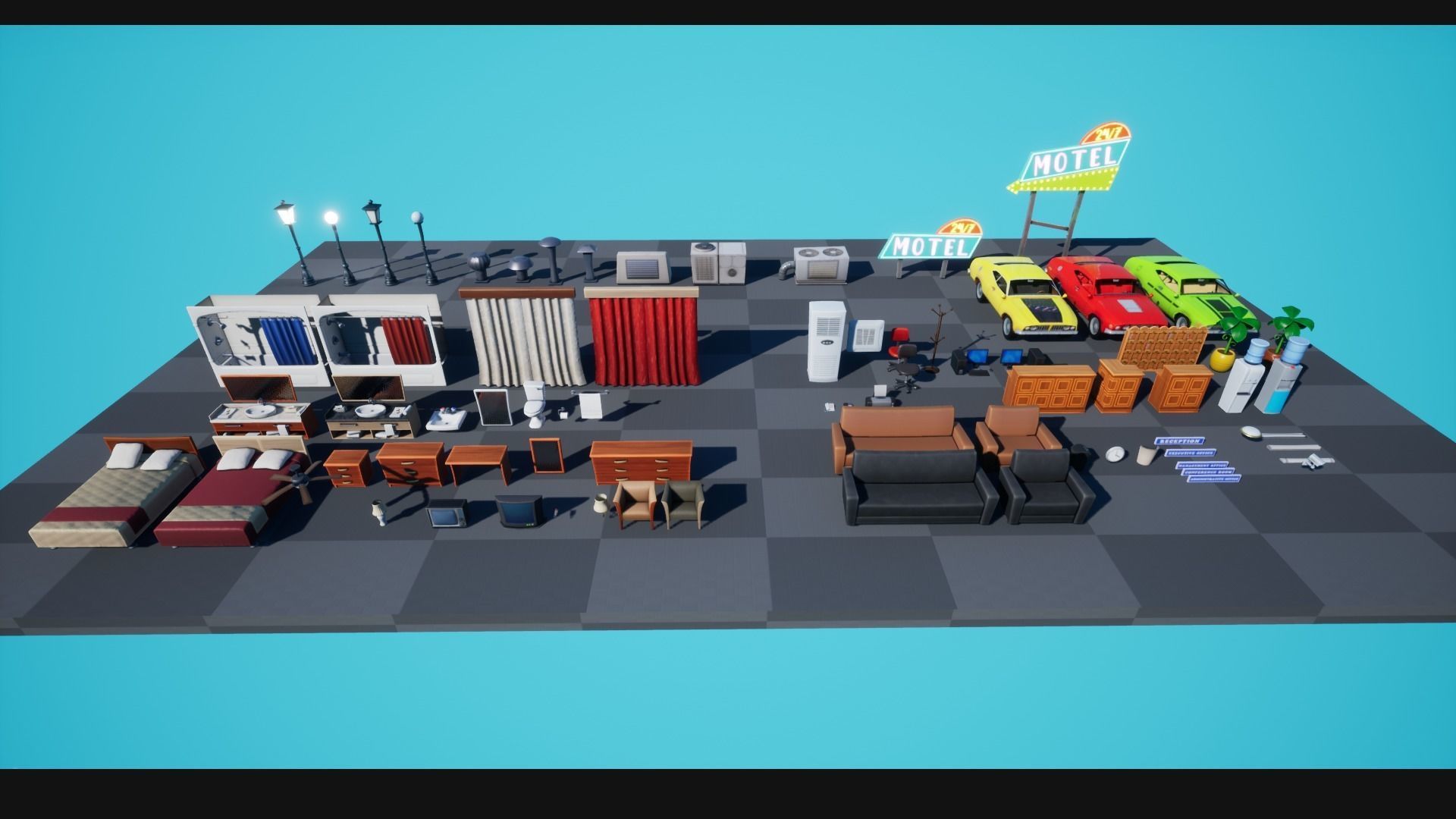 Stylized Motel Low-poly 3D model_14
