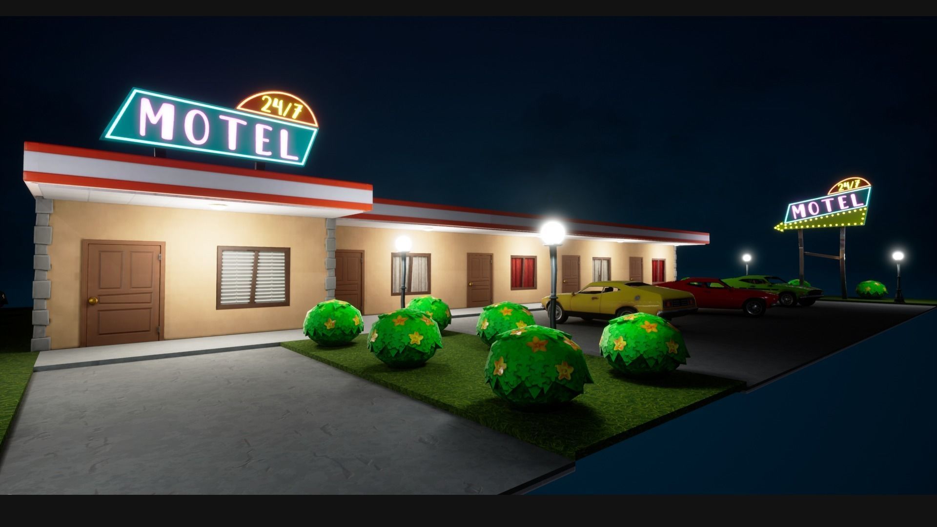 Stylized Motel Low-poly 3D model_10