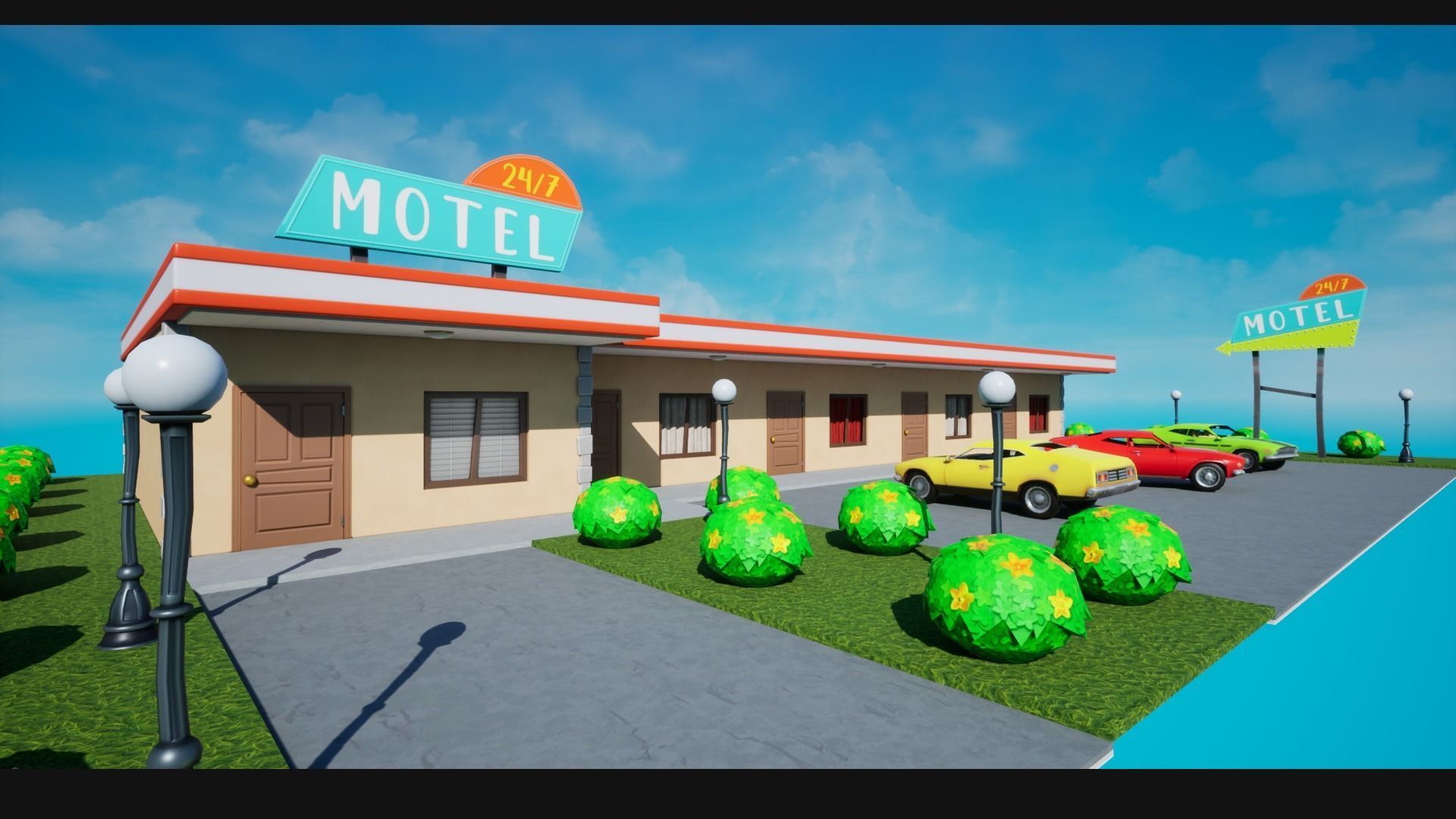 Stylized Motel Low-poly 3D model_1