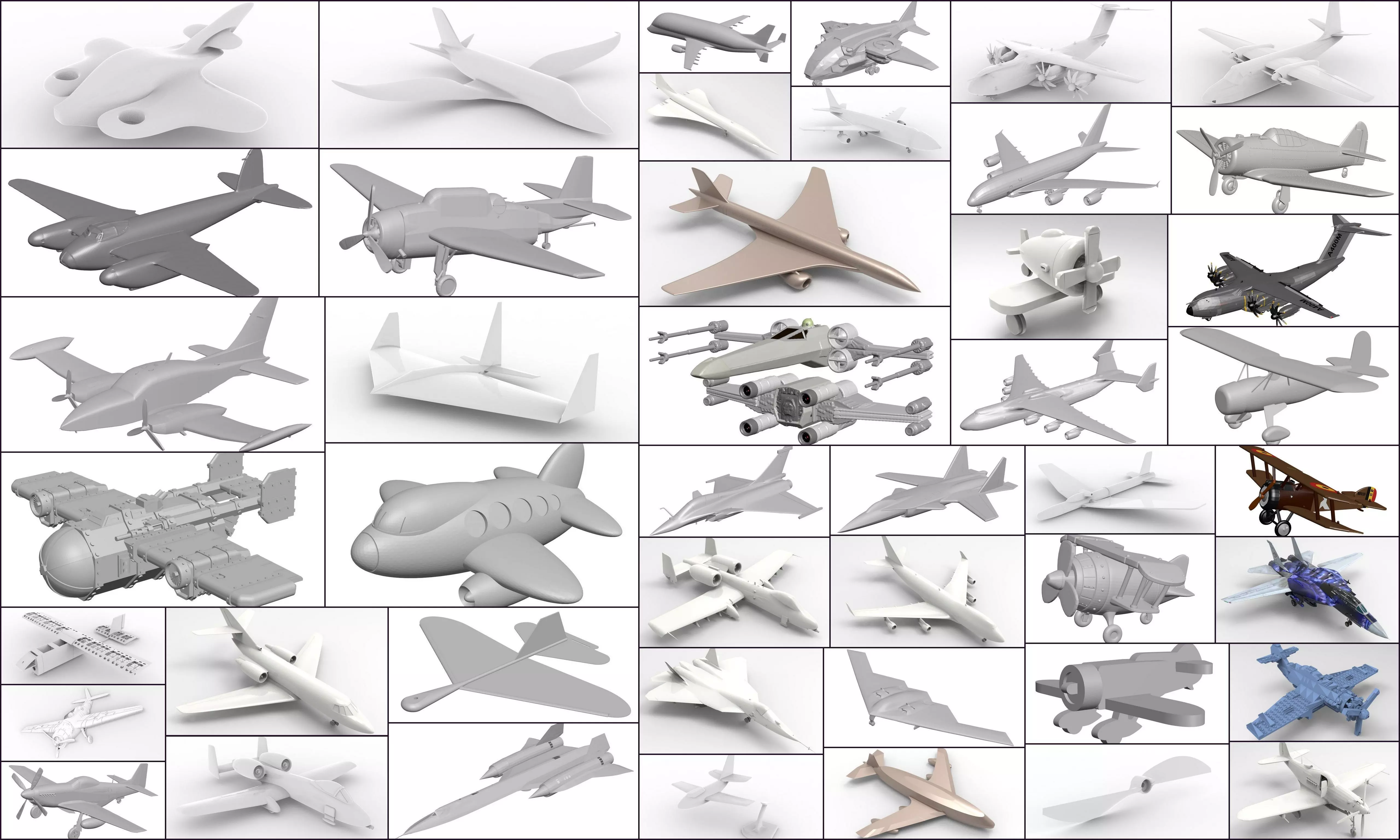 Aircraft collection jet plane 3D model_0