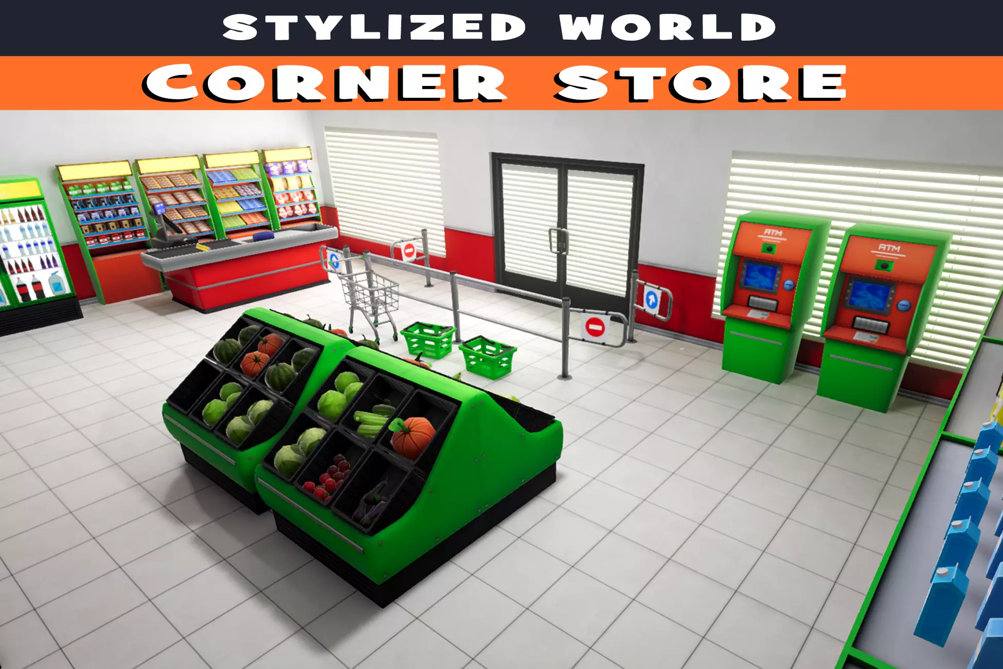 Stylized Corner Store Low-poly 3D model