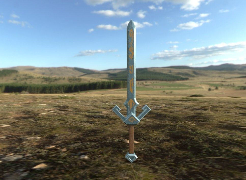 Sword Low Poly Game Asset 3D model_6