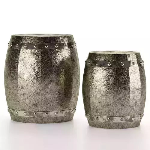 Hammered Drum 2 Piece Stool Set