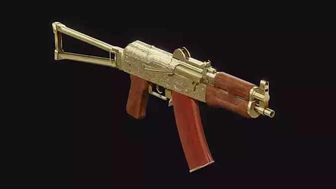 Gold AKS-74U Free low-poly 3D model
