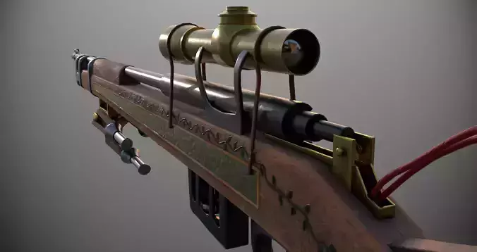 SteamPunk Sniper Low-poly 3D model
