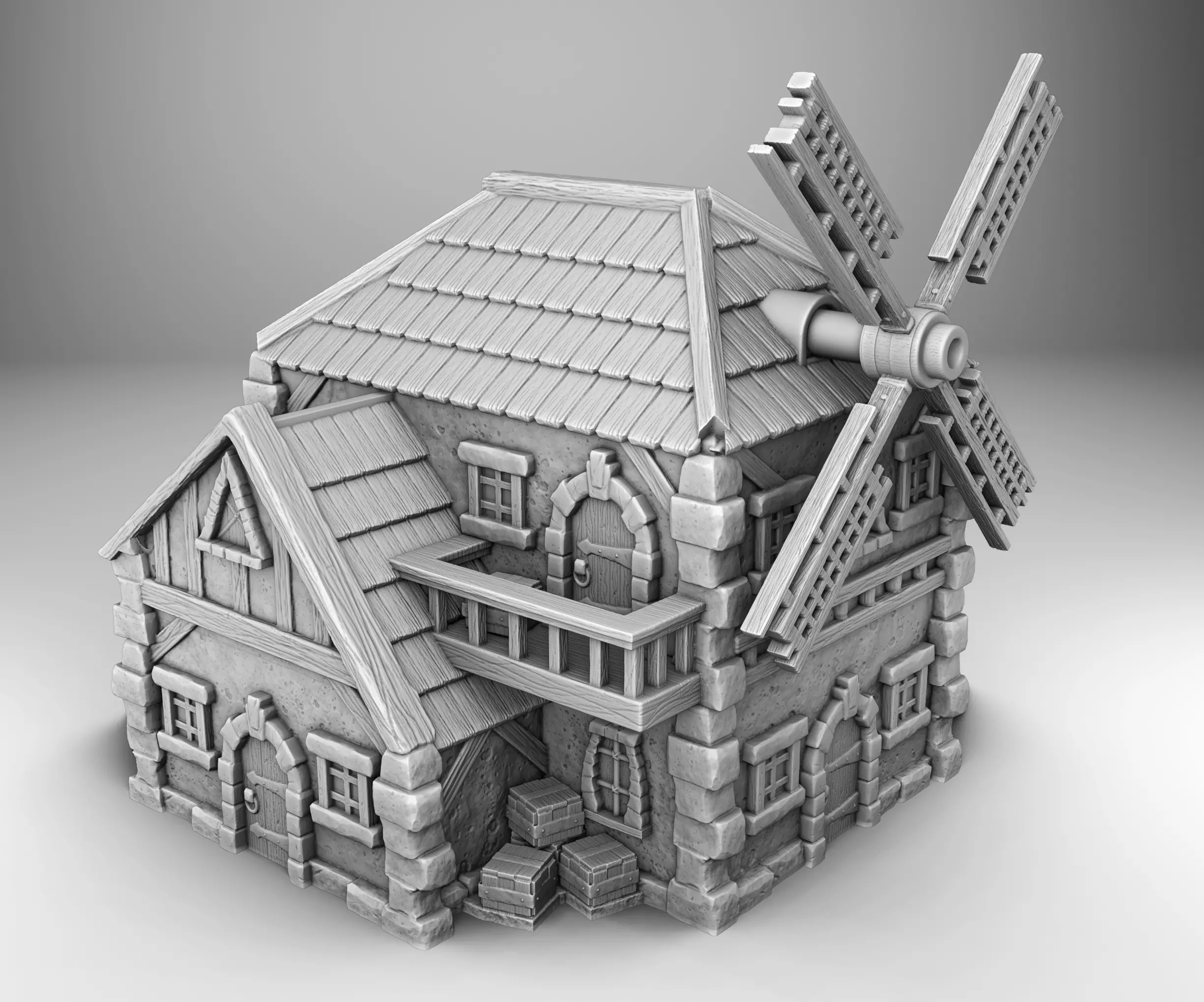 windmill house 3D print model_0