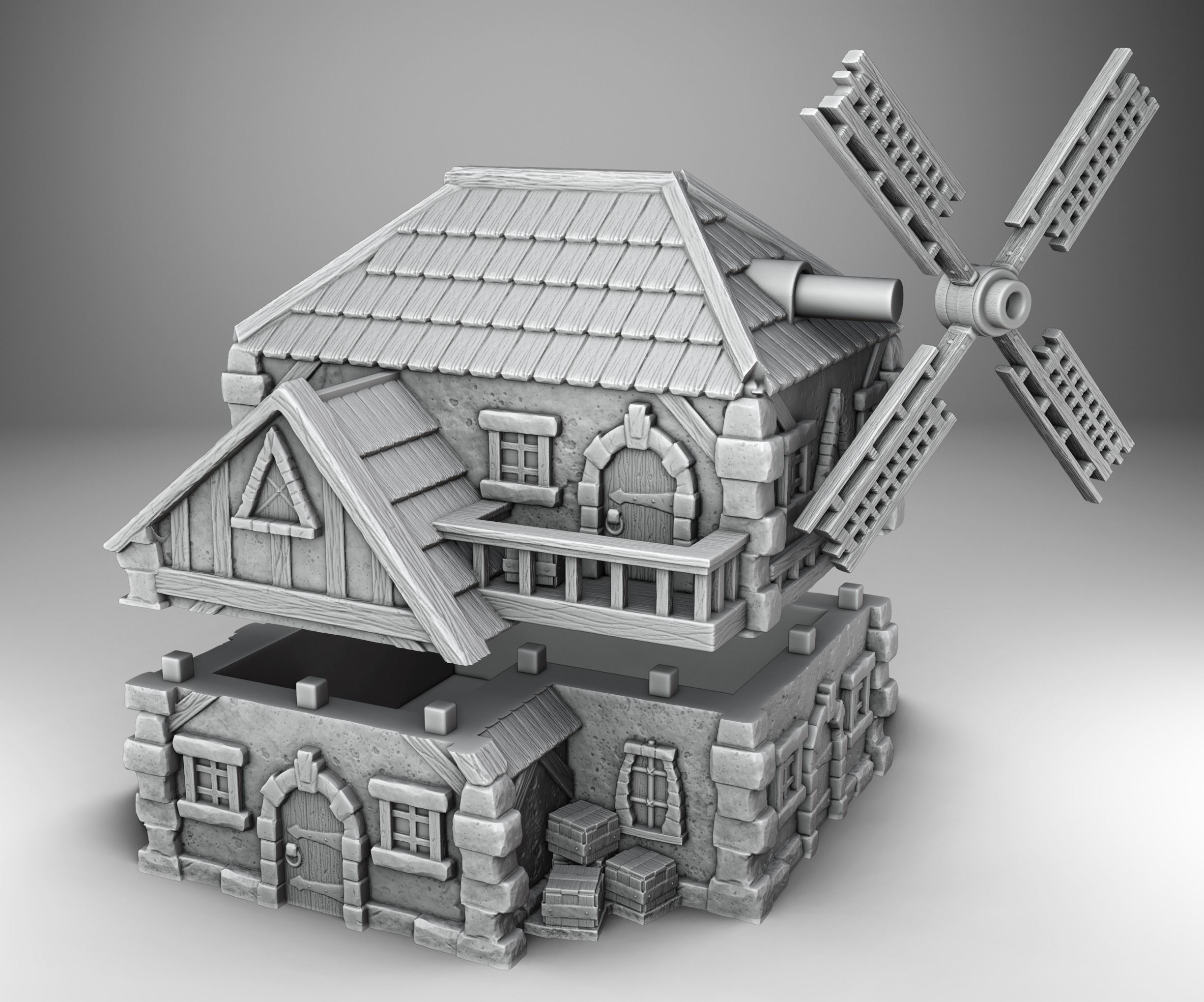 windmill house 3D print model_3