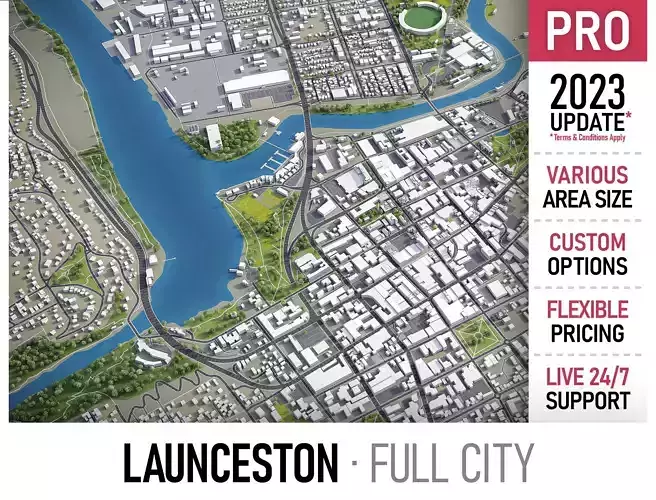 Launceston Low-poly 3D model
