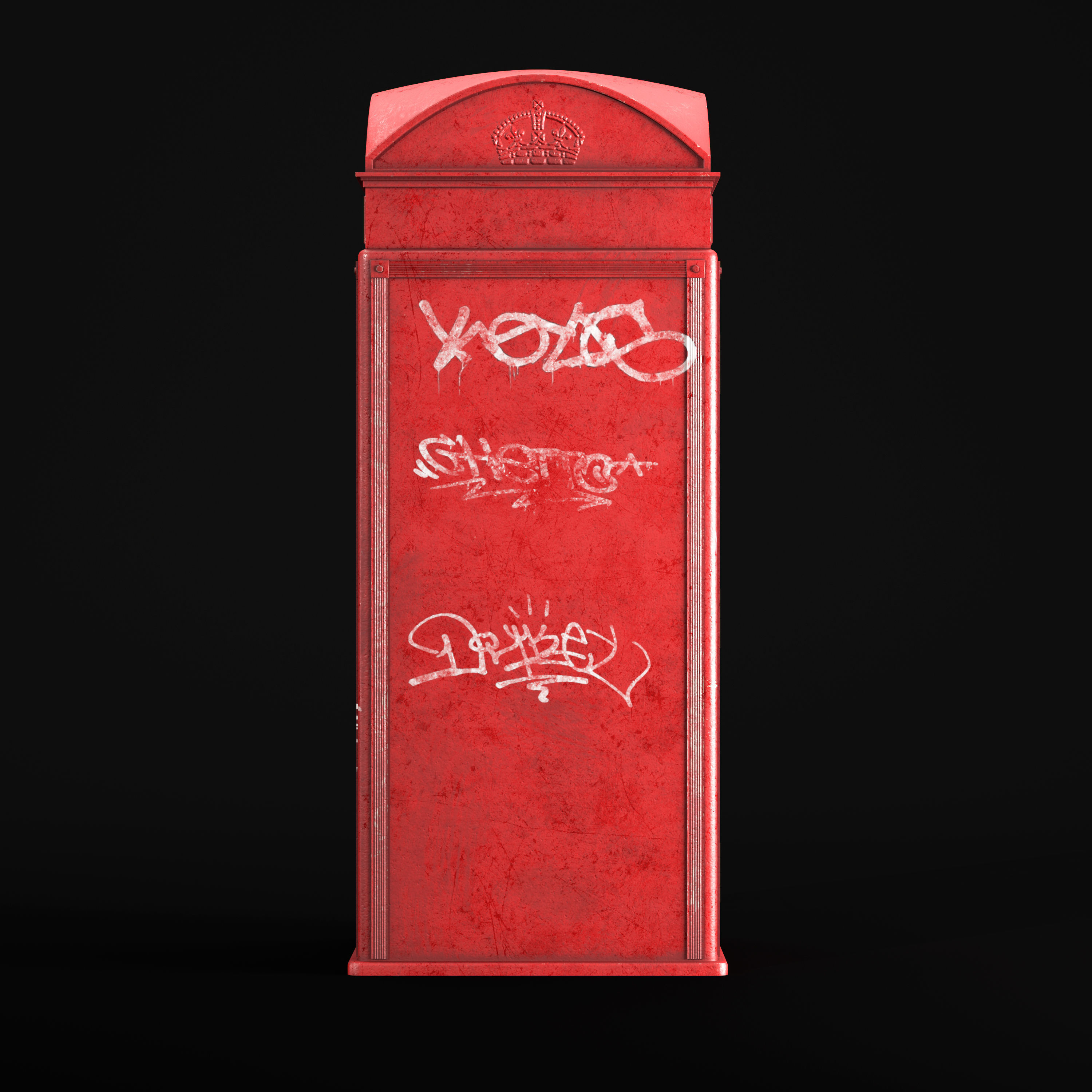 London Telephone Booth 3D model_4