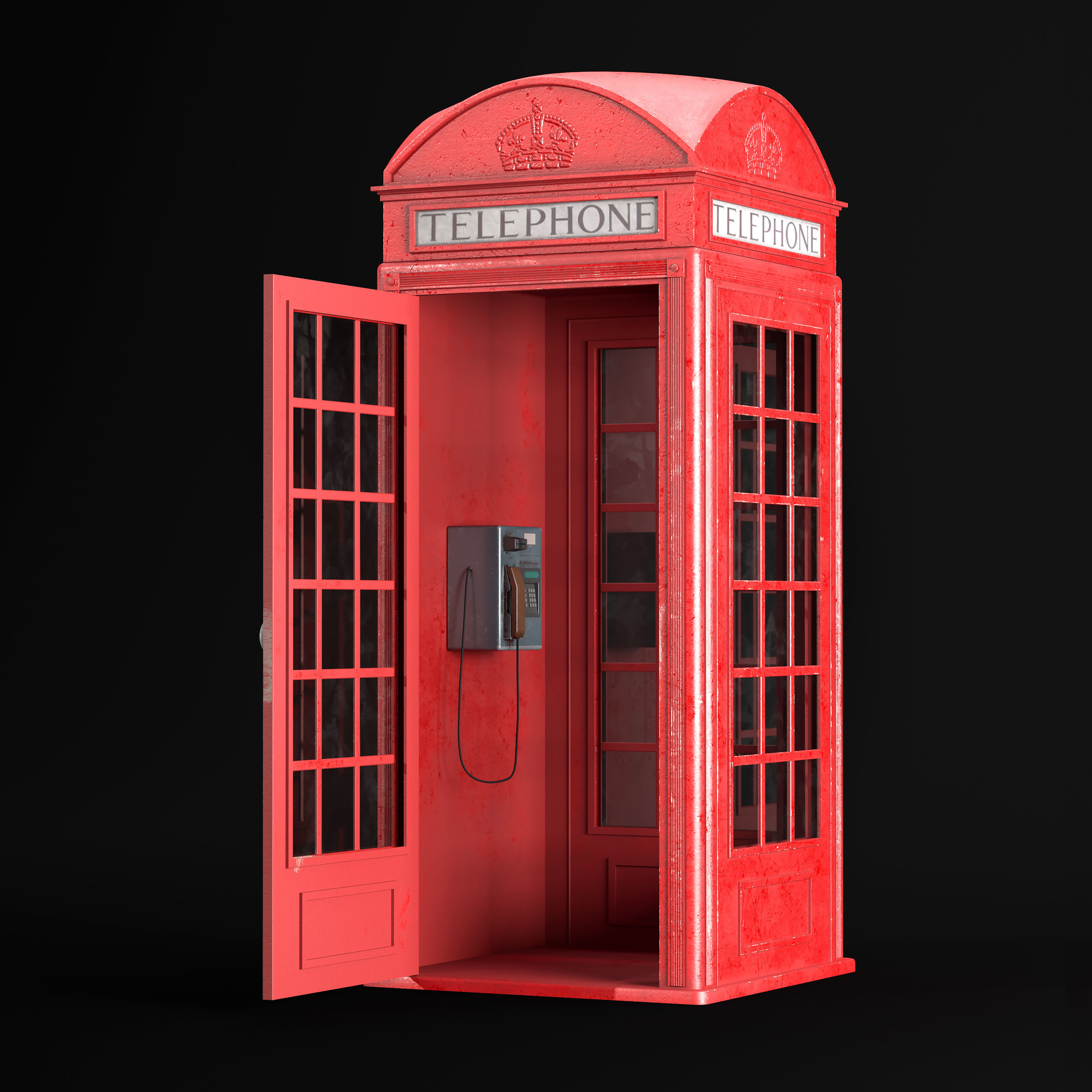 London Telephone Booth 3D model_9
