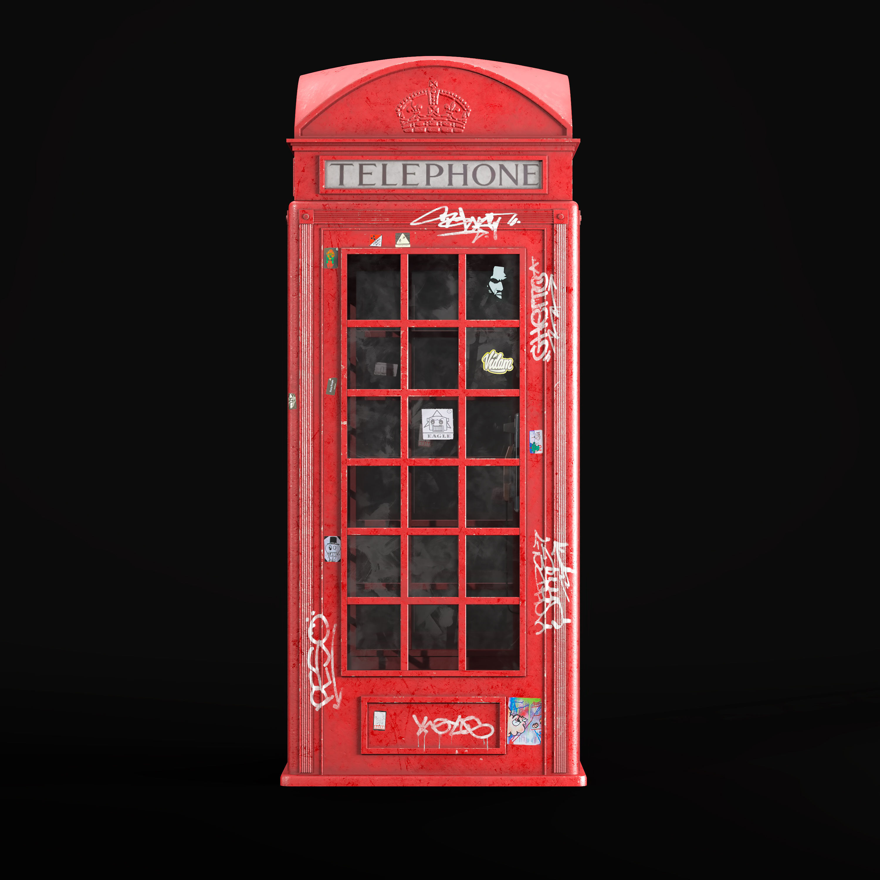 London Telephone Booth 3D model_3