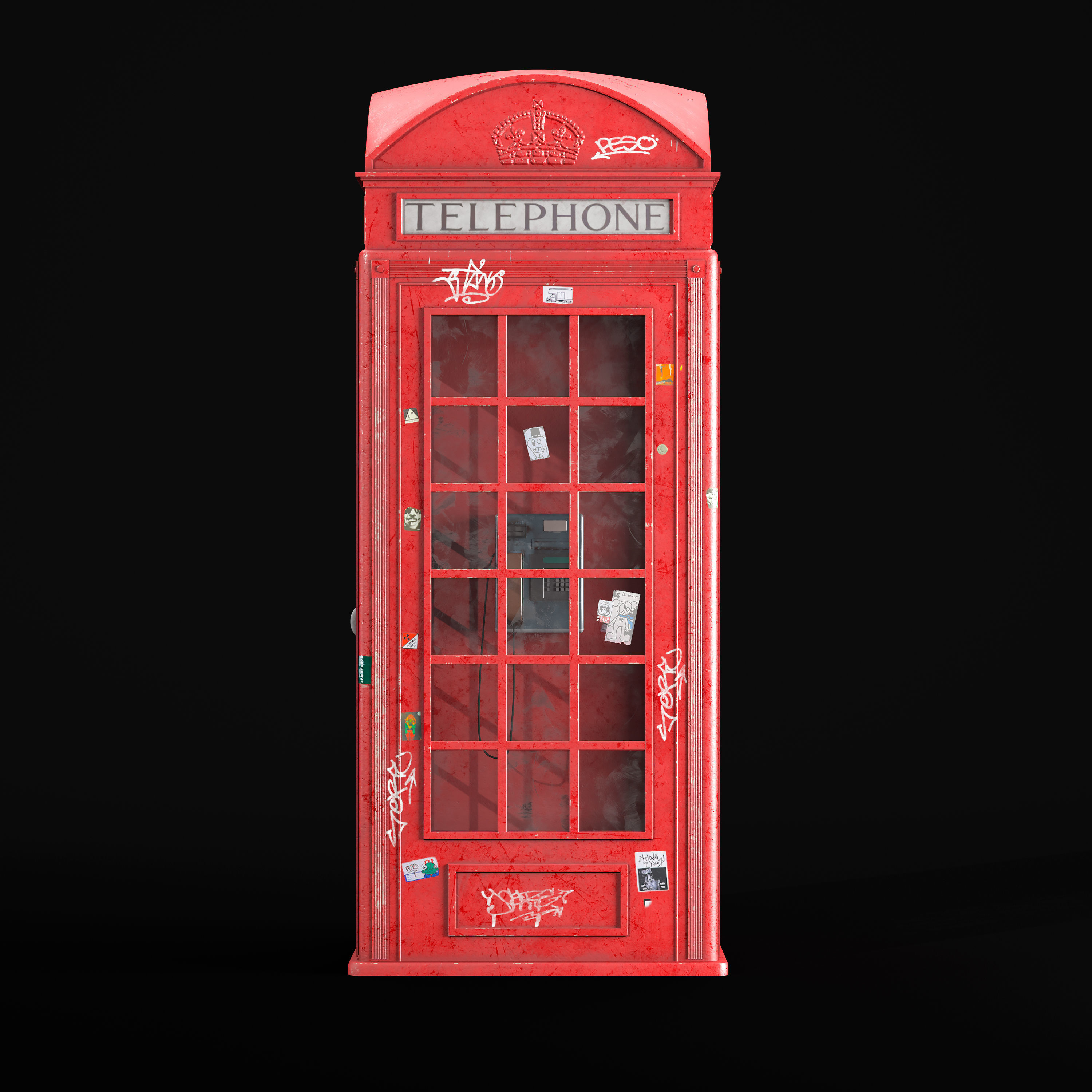 London Telephone Booth 3D model_1