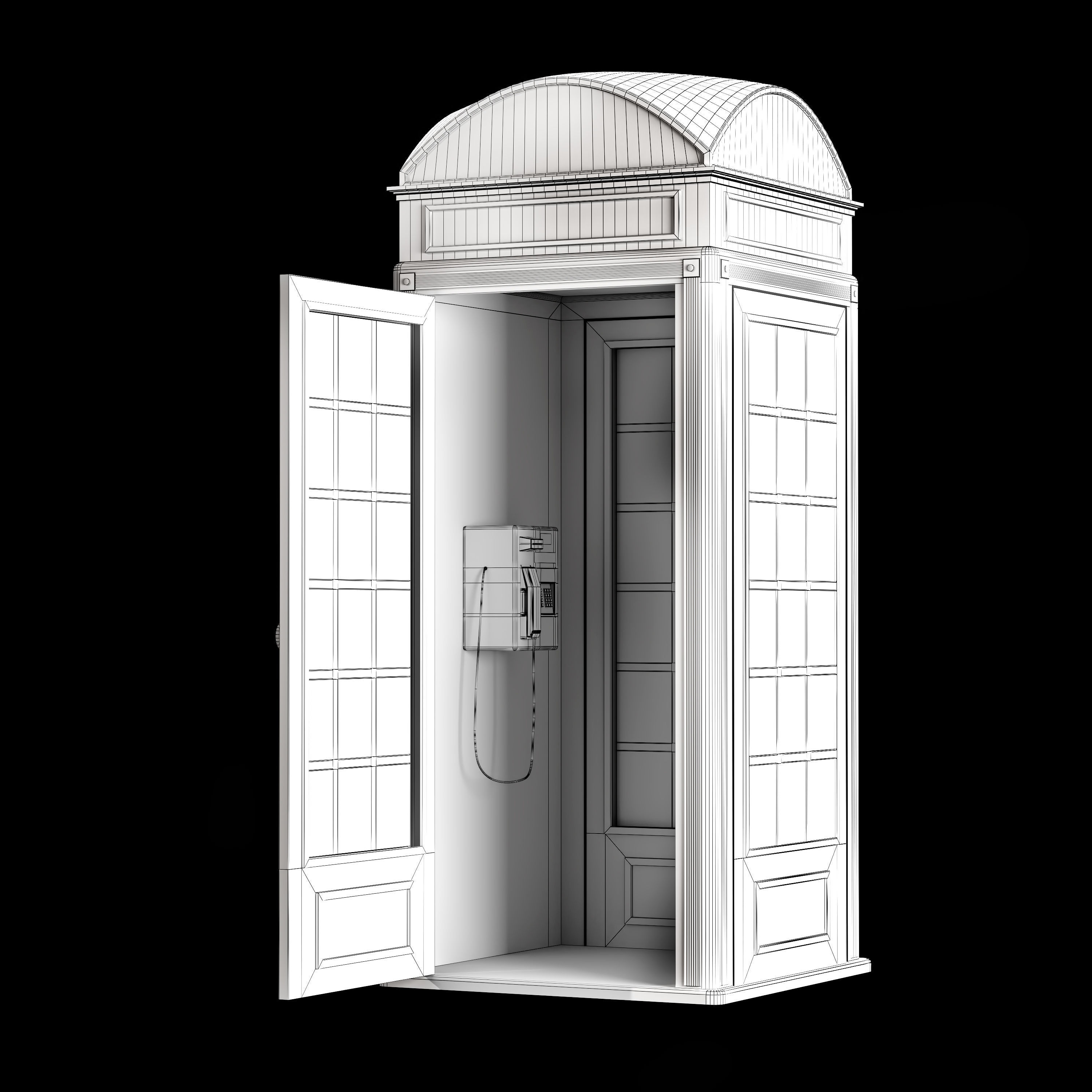 London Telephone Booth 3D model_10