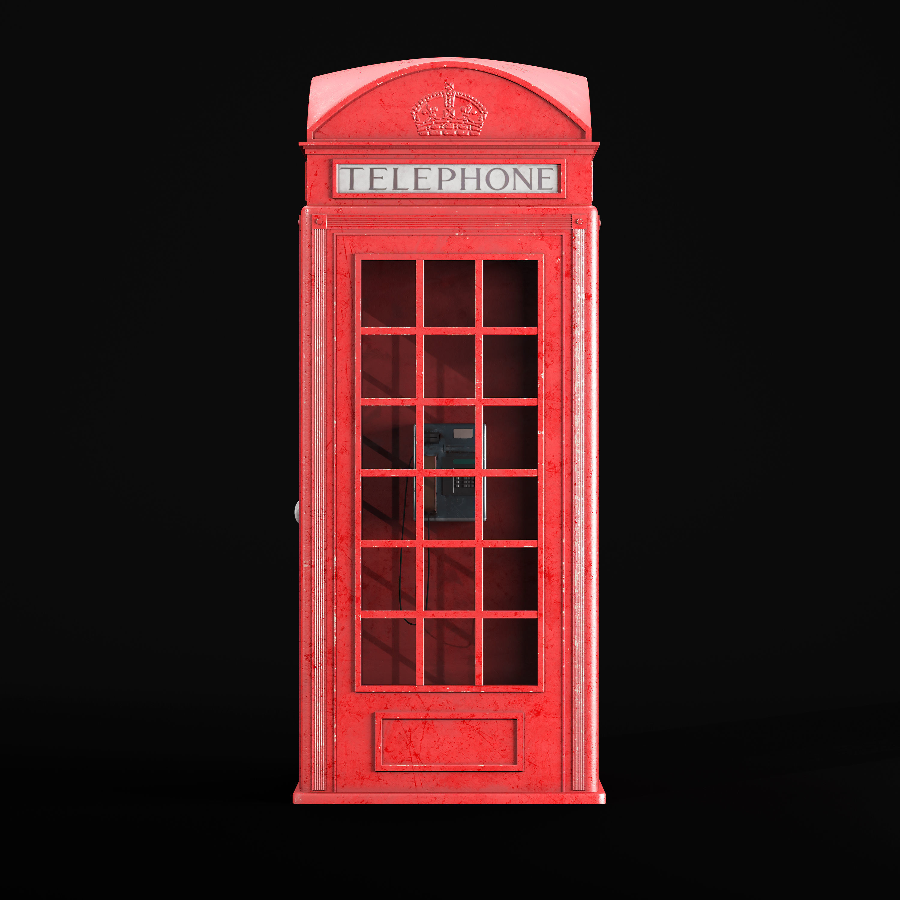 London Telephone Booth 3D model_6