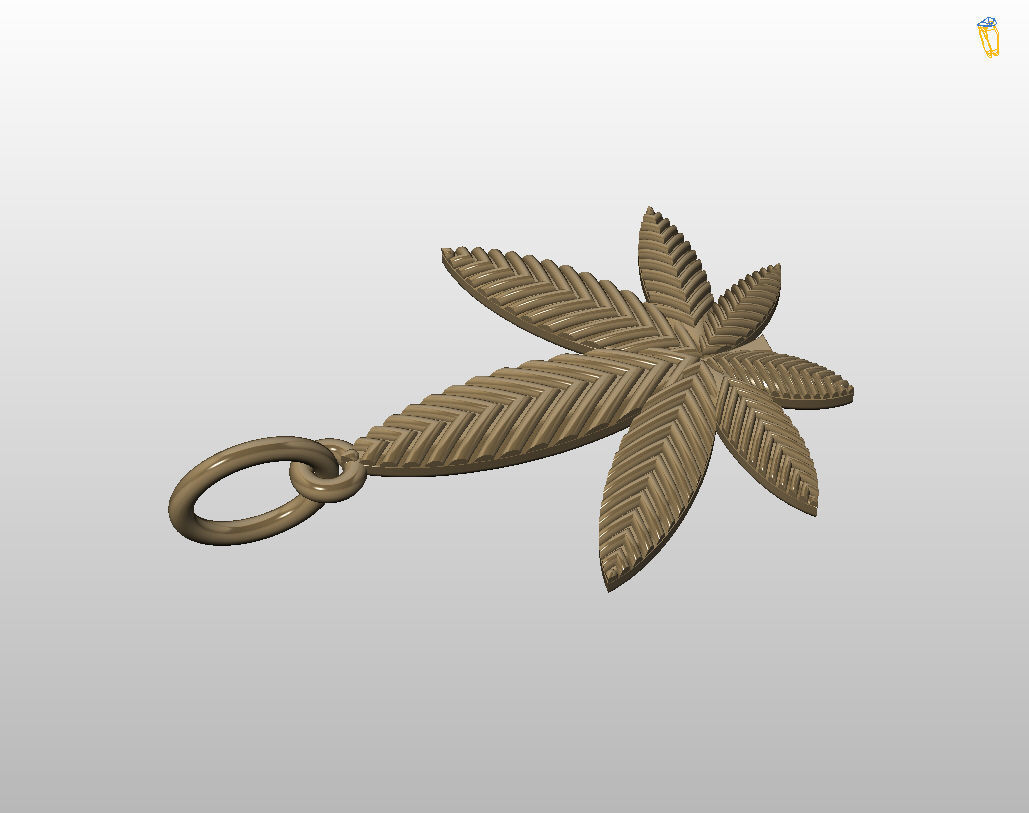 Pendant marijuana leaf 3D print model_33