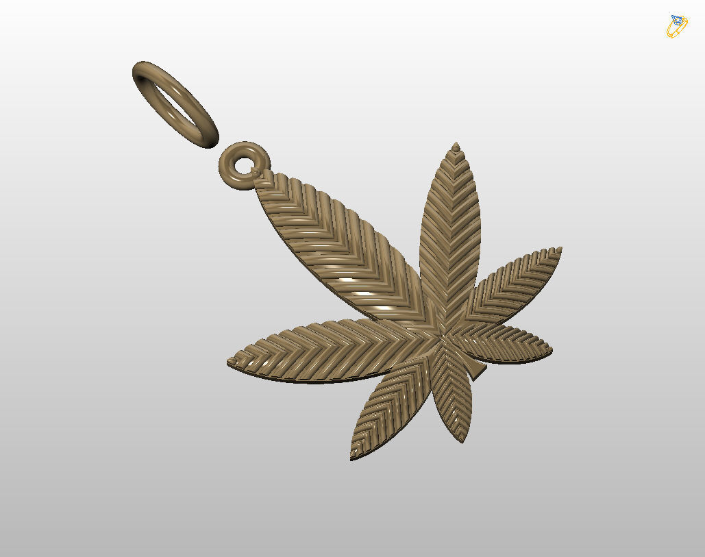Pendant marijuana leaf 3D print model_34