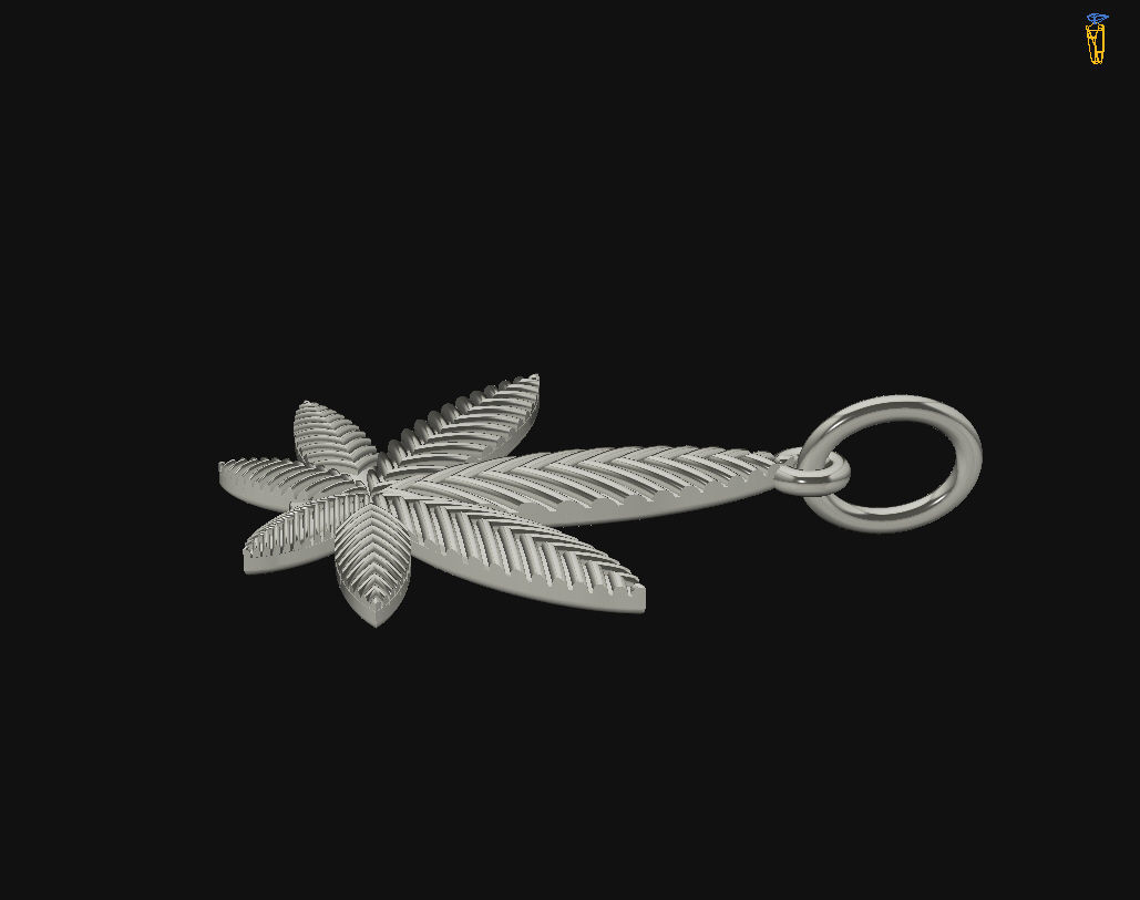 Pendant marijuana leaf 3D print model_9