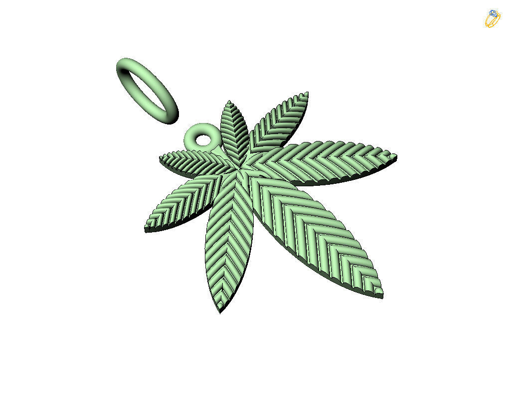 Pendant marijuana leaf 3D print model_44
