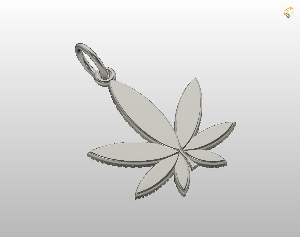 Pendant marijuana leaf 3D print model_37
